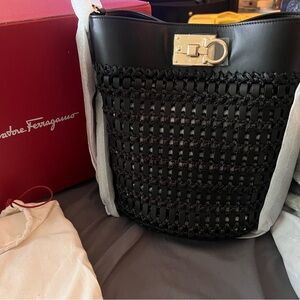 Salvatore Ferragamo Bucket Bag Black. Shoulder Bar. Brand new never used w/tags